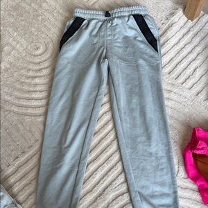 Asics Men's Light Gray Joggers with Black Accents